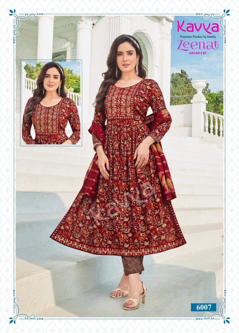 Zeenat Vol 6 By Kavya Foil Printed Kurti With Bottom Dupatta Catalog
